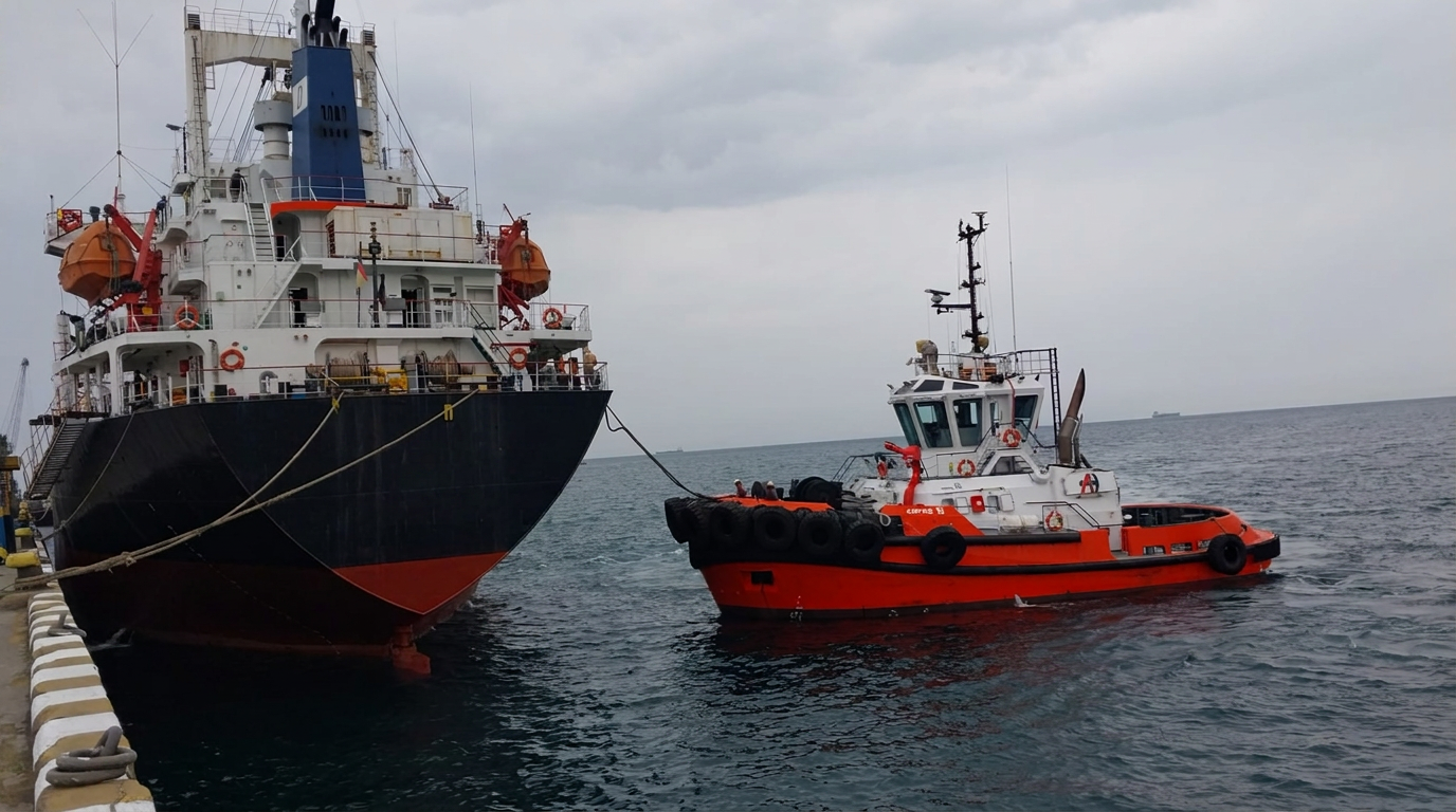 Rıhtımda römorkör destekli yanaşma operasyonu
